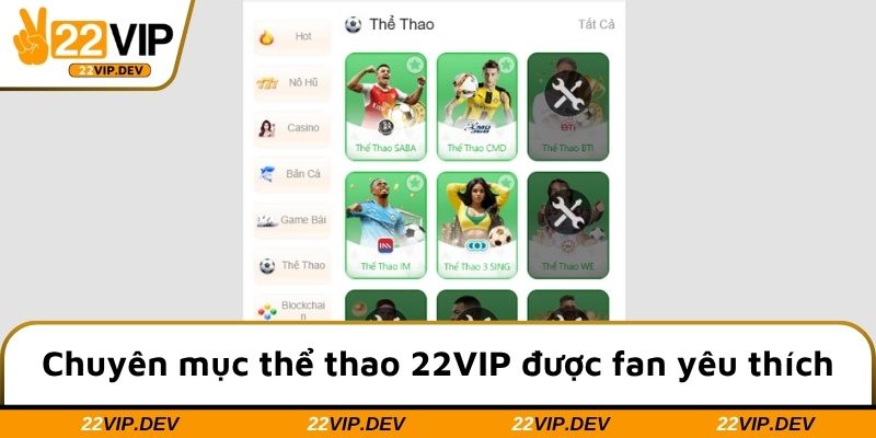 Chuyên mục thể thao 22VIP được fan yêu thích