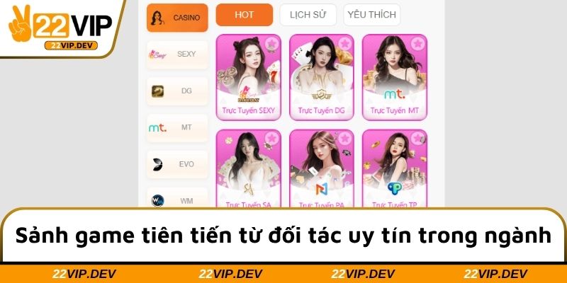 Sảnh game tiên tiến từ đối tác uy tín trong ngành