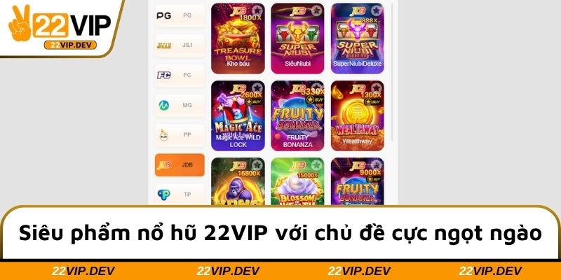 Siêu phẩm nổ hũ 22VIP với chủ đề cực ngọt ngào