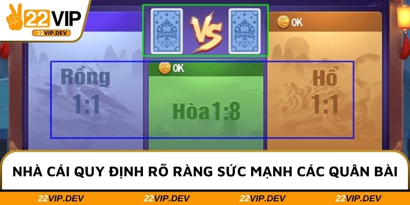 Nhà cái quy định rõ ràng sức mạnh các quân bài